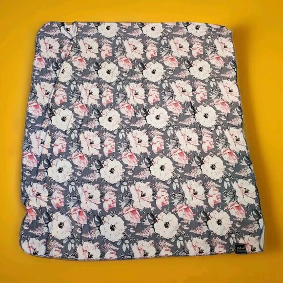 Milkmaid Goods Floral Square Scarf Made In USA Pink And Gray Colors 40x40 - Picture 1 of 4